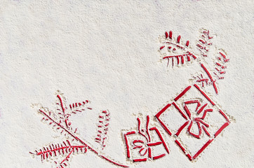 Christmas background with fresh snow texture. Image taken from above, top view.