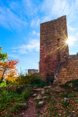 Old medieval castle ruins in Alsace, France