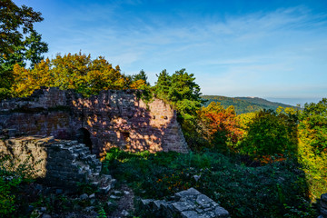 Old medieval castle ruins in Alsace, France