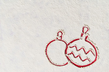 Christmas background with fresh snow texture. Image taken from above, top view.