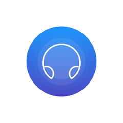 Headphone icon vector, clip art. Also useful as logo, circle app icon, web UI element, symbol, graphic image, silhouette and illustration.