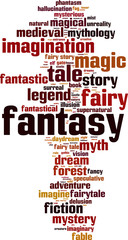 Fantasy word cloud concept. Vector illustration