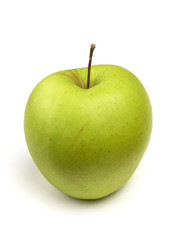 Manzana verde sobre fondo blanco