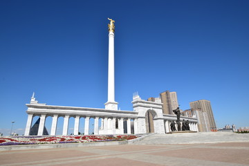 Fototapeta na wymiar View in Independence Square in Astana, capital of Kazakhstan