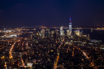 Fototapeta na wymiar New York City USA Skyline by night Big Apple