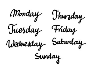 Week days calligraphic  vector