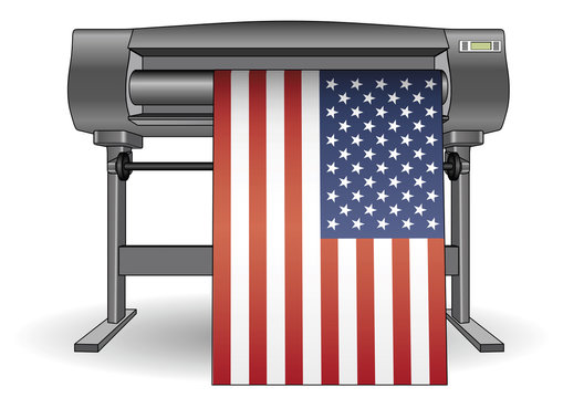 Plotter printing USA flag