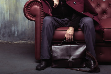 closeup fashion portrait of senior businessman