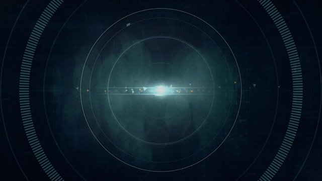 Futuristic circle burst - technology interface in loop animation with grids, particles