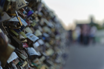 Obraz premium Love locks on Pont des Arts in Paris, France