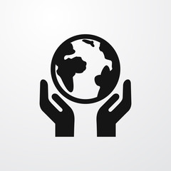 globe in hands icon illustration