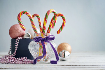 Candy canes in jar