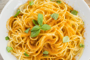 Spaghetti con bottarga, Italian Pasta with bottarga
