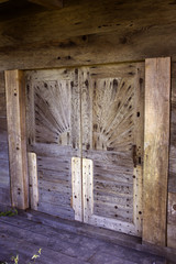 Doors of authentic Turopolje cabin in Kravarsko village in Vukomericke gorice, Croatia