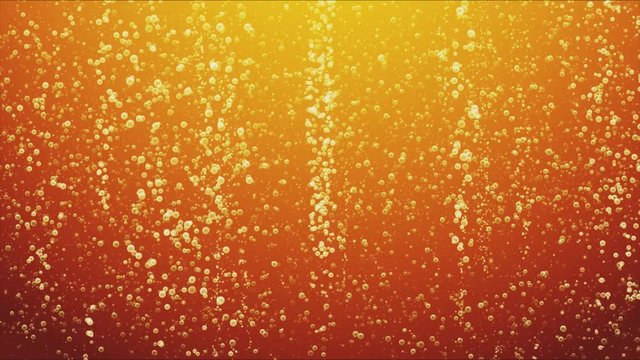 Bubbles of Fanta - drink loop background. Orange lemonade loop background with bubbles 