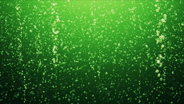 Bubbles of Sprite - drink loop background. Green lemonade loop background with bubbles 