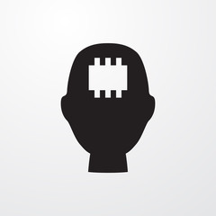 CPU in head icon illustration