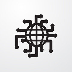 CPU planet icon illustration