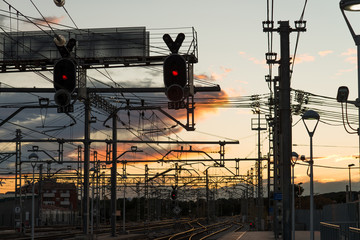 sunset on train tracks