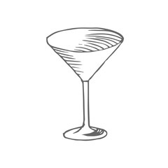 martini glass vector scetch