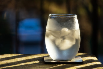 Stemless Wine Glass Filled With Ice Water
