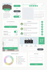 Set of UI and UX kit elements. User interface for website development, mobile application, app design. Colorful stylish icons, buttons, control elements and forms in modern style. Vector illustration.
