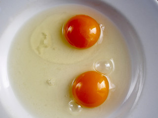 Two yolk of egg in a plate