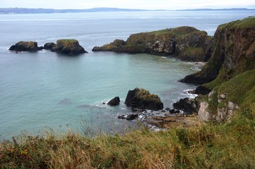 Coastal landscape near the Carrick-a-Rede rope bridge in Northern Ireland