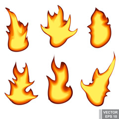 Flame. fire flat style. Smoke. Bonfire. For your design.