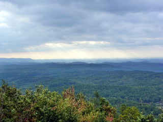 Green mountains and rain clouds