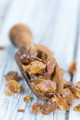 Portion of brown Rock Candy