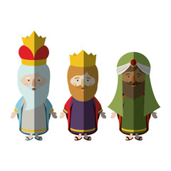 The three wisemen cartoons icon. Happy epiphany day holy night and christmas theme. Colorful design. Vector illustration