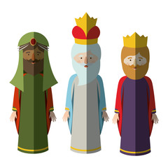 The three wisemen cartoons icon. Happy epiphany day holy night and christmas theme. Colorful design. Vector illustration