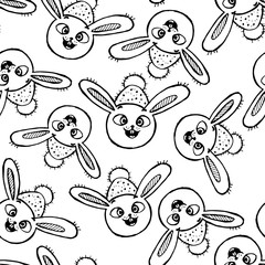 Cute seamless pattern with rabbits