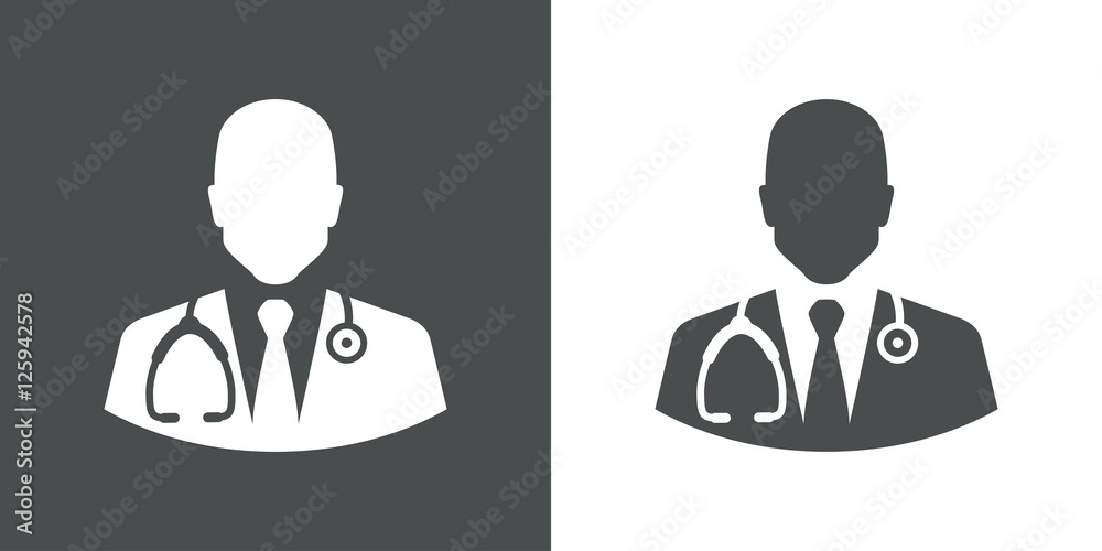 Sticker icono plano silueta doctor gris