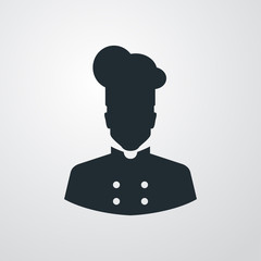 Icono plano silueta cocinero en fondo degradado