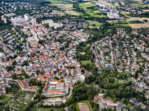 aerial view of the town Schwalbach am Taunus