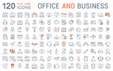 Set Vector Flat Line Icons Office and Business