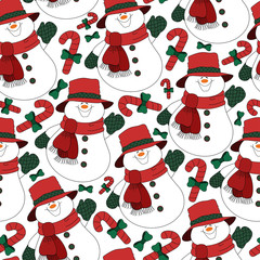Seamless pattern with showman.Vector New Year print.Colorful holiday texture