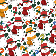 Seamless pattern with showman.Vector New Year print.Colorful holiday texture