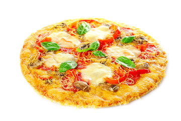 Tasty pizza on white background