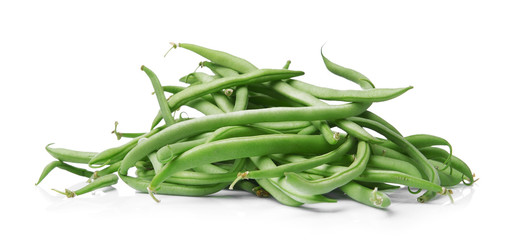 Green beans on white background