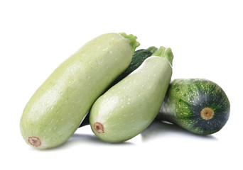 Zucchini on white background