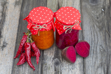  Preparations for the winter vegetable canning jars. Winter stores in jars.