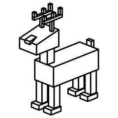 Isometric deer icon. Christmas season decoration and celebration theme. Isolated design. Vector illustration
