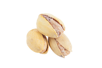 delicious pistachio nuts on  plate on  white background
