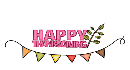 Happy Thanksgiving Day banner sign with a tree branch.