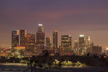 Fototapeta na wymiar Los Angeles downtown night scene