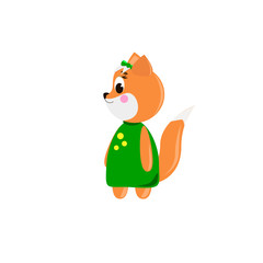 Сute cartoon Fox on a white background, can be used for wallpaper, design, card, invitation.