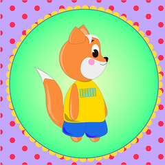 Emblem card with cute cartoon Fox, can be used for wallpaper, design, card, invitation.